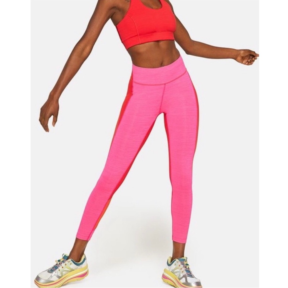 Outdoor Voices Tech Sweat 7/8 Zoom Leggings In Pink/Red/Orange Size Medium